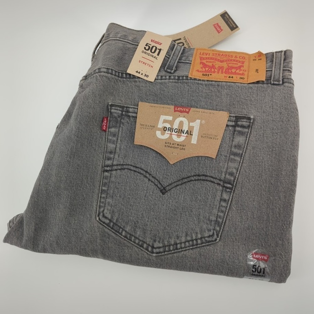 Levi's 501 Original Fit Jeans Men 44x30 Gray Button Fly Straight Leg NWT *READ*